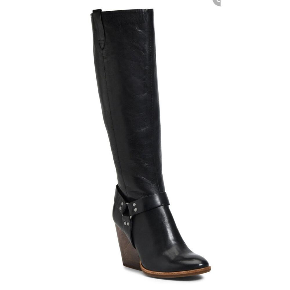 KORK EASE Lett Tall Black Leather Buckle Boots 8.5 M - Picture 6 of 6
